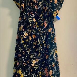 Floral Kids Dress - Black and Yellow